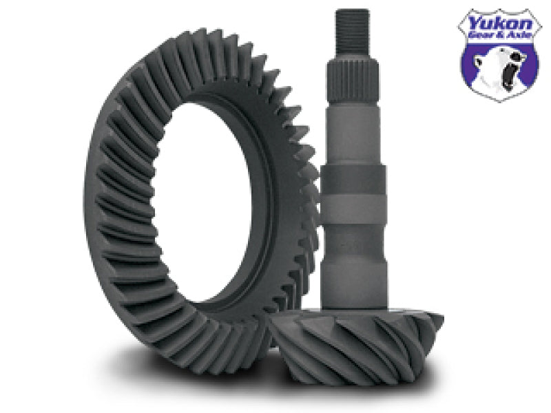 Yukon Gear high performance gear set for GM 9.25-inch IFS reverse rotation with 5.38 ratio, showing final drive gears.