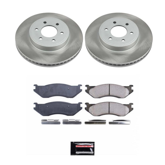 PowerStop front semi-coated rotor kit for 2003 Dodge Durango brake performance upgrade, includes durable brake rotors.