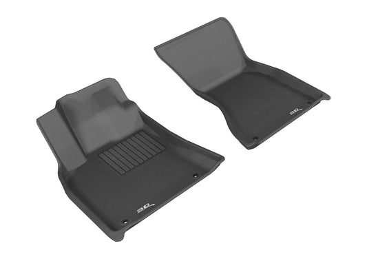 Black 3D MAXpider rubber floor mat for 2014-2019 Porsche Macan, 1st row Kagu model, designed to protect vehicle interior.