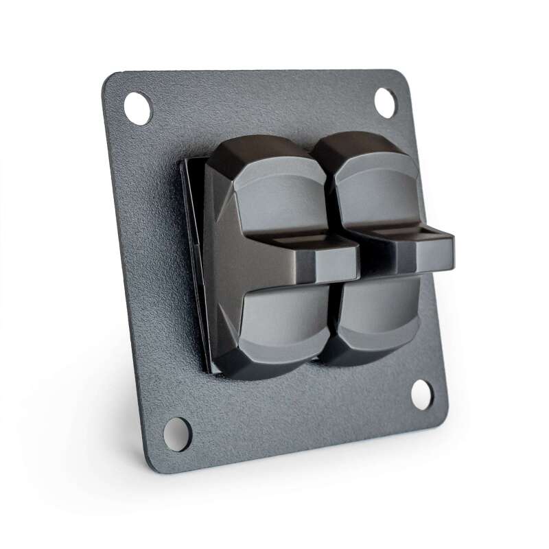 TURN Offroad double Molle lock carling switch plate mounted on offroad vehicle with hooks and handles for utility and organization.