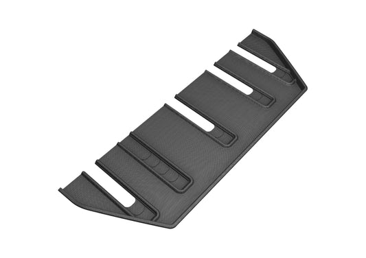 Black 3D MAXpider rubber floor mats for Tesla Model X 2017-2020 3rd row seats, foldable, designed for durable protection.