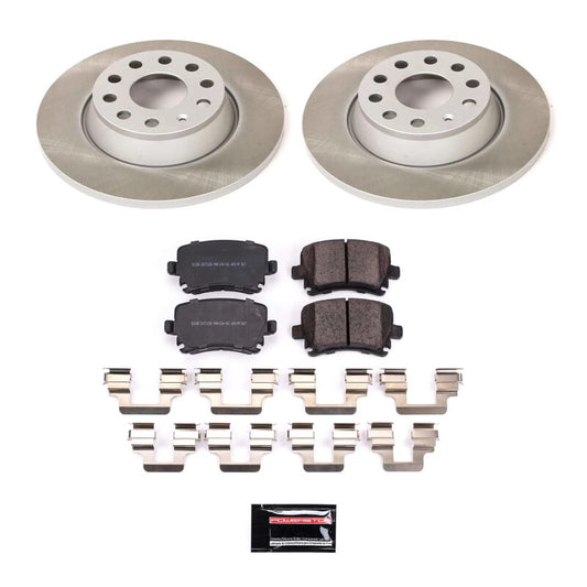 PowerStop rear semi-coated brake rotor kit for 2009-2010 Volkswagen Tiguan, performance brake kit with smooth, clean rotor surface.