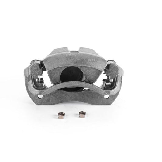 PowerStop front left OE brake caliper with bracket for Toyota RAV4 (2016-2018) in black, showing detailed view of caliper and mounting bracket.