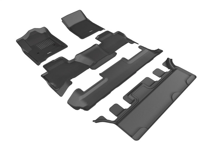 3D MAXpider rubber floor mats for 15-20 GMC Yukon with bucket seats, black Kagu full set, designed for 2nd row protection.