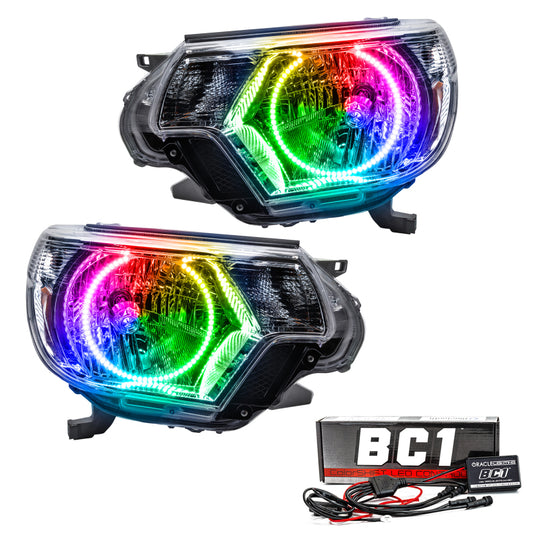 Oracle Lighting Toyota Tacoma SMD Headlights with ColorSHIFT and BC1 Controller, showcasing modern LED headlight design.