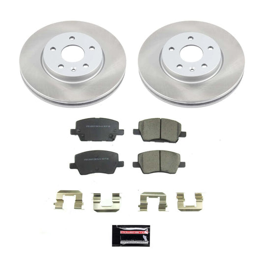 PowerStop performance semi-coated front brake rotor kit for Chevrolet Sonic 2018-2020, showing the semi-coated rotor with vented design.