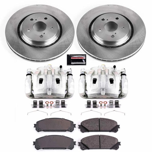 PowerStop OE brake kit with front calipers for Lexus RX350 2016-2018, includes brake rotors and hardware for reliable stopping power.
