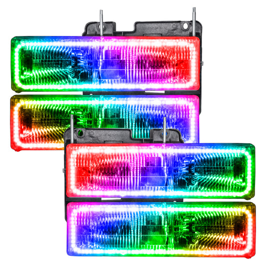 Oracle Chevrolet Suburban 92-99 SMD LED Headlights with ColorSHIFT feature, showcasing the sleek headlight design and vibrant lighting elements.