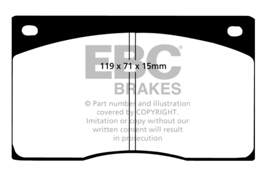 EBC Ultimax2 front brake pads for Jaguar XJS 4.0 (1991-1993), OE quality brake pads with metal backing plates.