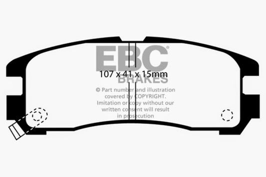 EBC Ultimax2 rear brake pads for Chrysler Sebring Coupe 2.0, OE quality, showing the brake pad set with metal backing and friction material
