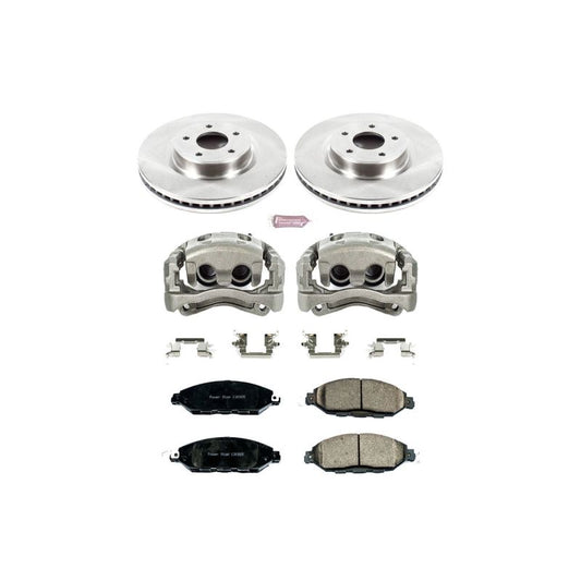 PowerStop OE brake calipers for Nissan Pathfinder 2013-2019 front Autospecialty kit with calipers and components visible.