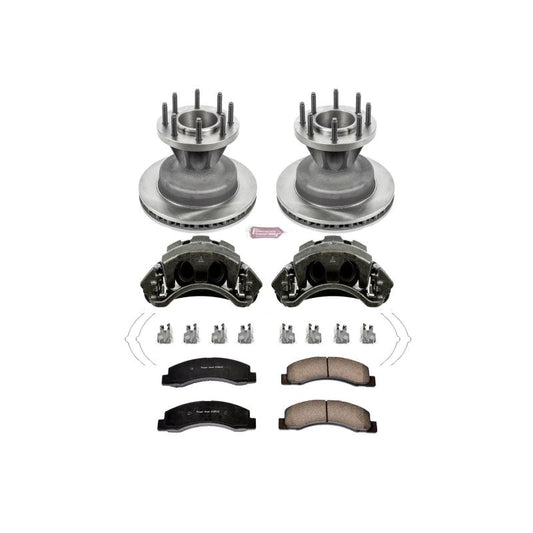 PowerStop OE brake rotors with calipers for 2003-2004 Ford F-350 Super Duty front suspension, automotive brake replacement parts