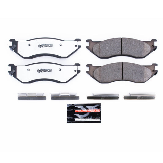 PowerStop Z36 truck and tow front brake pads for Dodge Durango 2004-2006 with hardware, designed for performance braking.