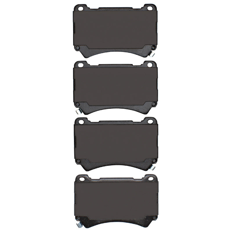 R1 Concepts OE ceramic brake pads for Hyundai Equus 2009-2014 front brake system, showing the brake pad and mounting surface.