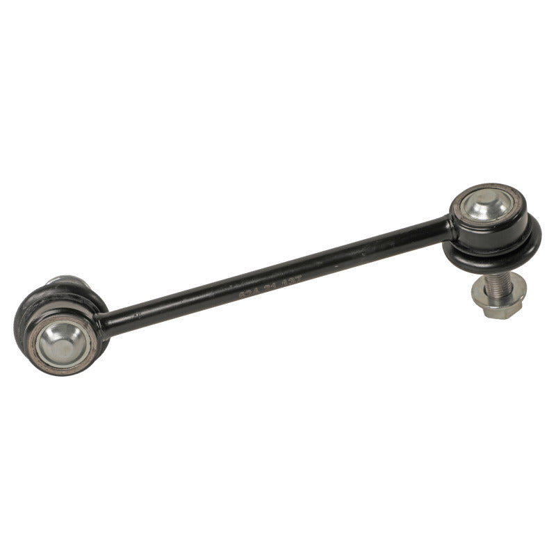 Moog rear left sway bar endlink for Acura ZDX 2010-2013, close-up of black metal component with mounting points.