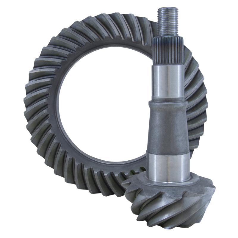 Yukon Gear high performance final drive gear set for GM 9.25-inch IFS reverse rotation, 5.38 ratio, automotive axle components.