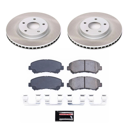 PowerStop front semi-coated rotor kit for 2014-2015 Nissan Rogue Select, performance brake rotor set with vented design