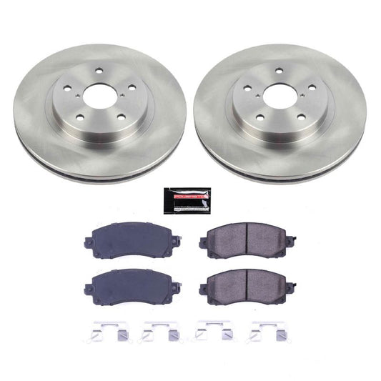 PowerStop OE brake kit for 2019-2021 Subaru Forester, front autospecialty brake components with rotors and pads installed.
