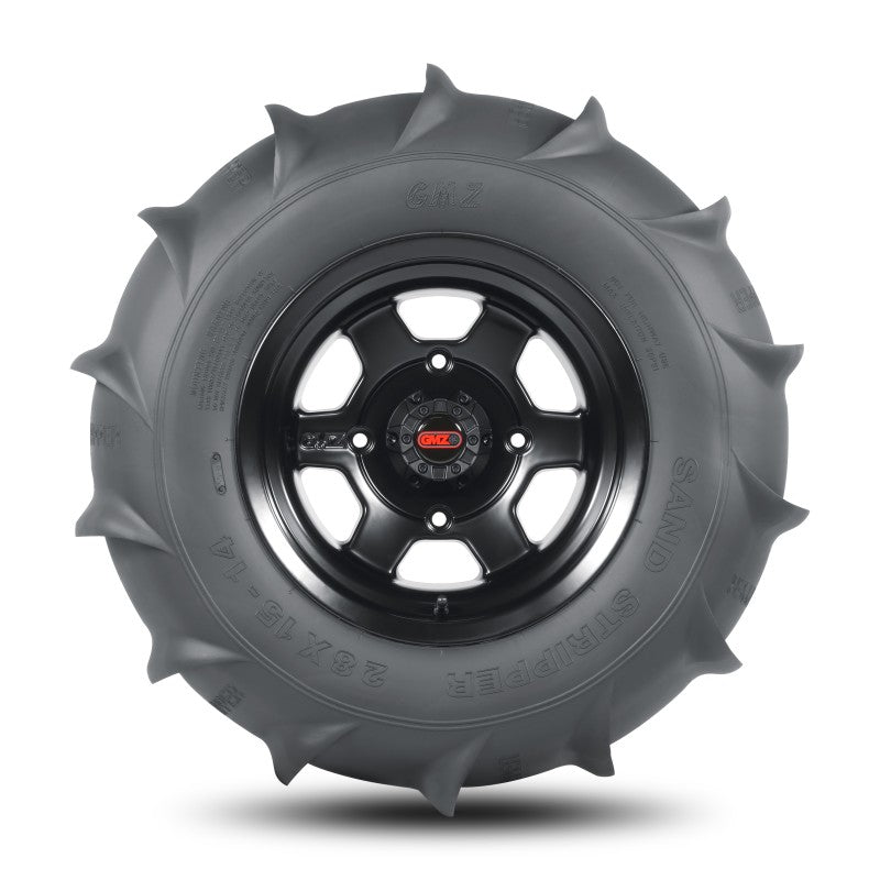 GMZ Race Products off-road UTV sand stripper rear tire with 14 paddles, 1-1/8 inch, 28x15-14 size, rugged off-road tire for UTVs