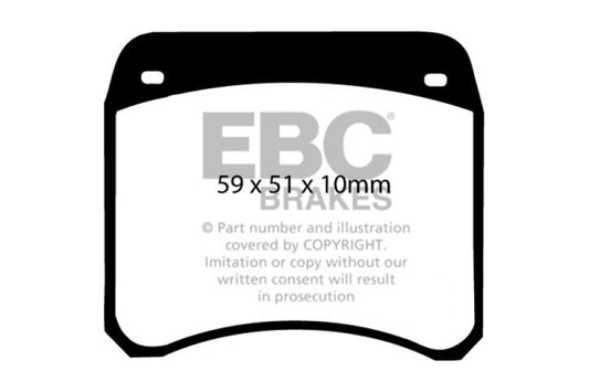 EBC Greenstuff front brake pads for 1963-1969 Rover Mini Cooper, high-performance brake pad set with green friction material