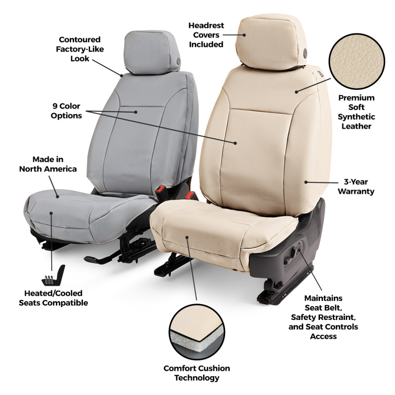 Covercraft leatherette second row seat covers for Toyota Corolla 23-26, custom-fit and designed for a snug, stylish fit.