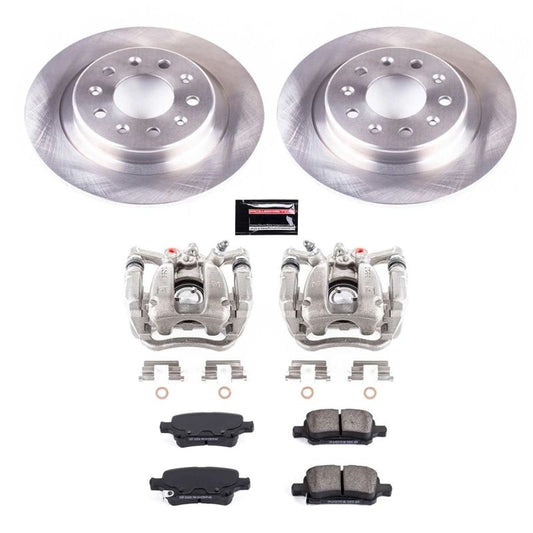 PowerStop OE rear brake kit with calipers for 2017-2019 Buick LaCrosse, featuring disc brake components and hardware.
