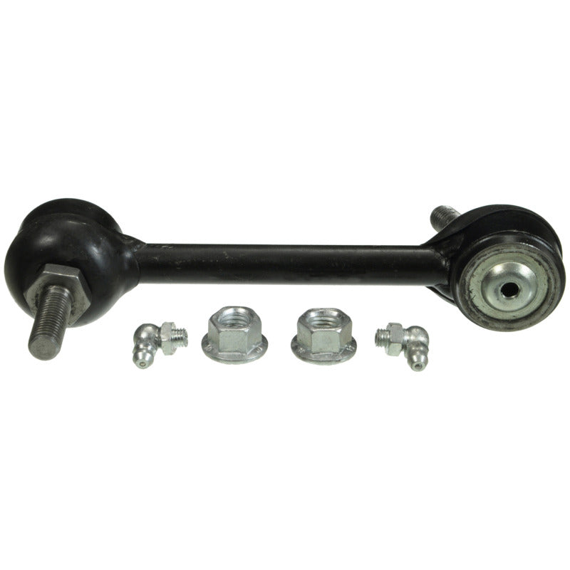 Moog Ford Thunderbird front sway bar endlink kit showing metal links with rubber bushings for suspension stability.
