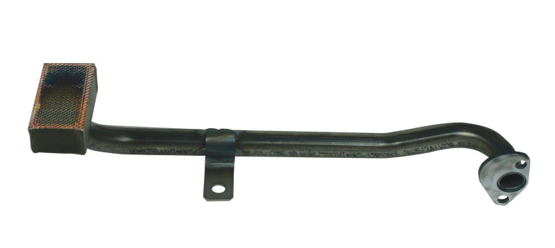 Moroso Ford 289-302 oil pump pick-up for engine oil circulation, shown in a close-up view of the black metal component.