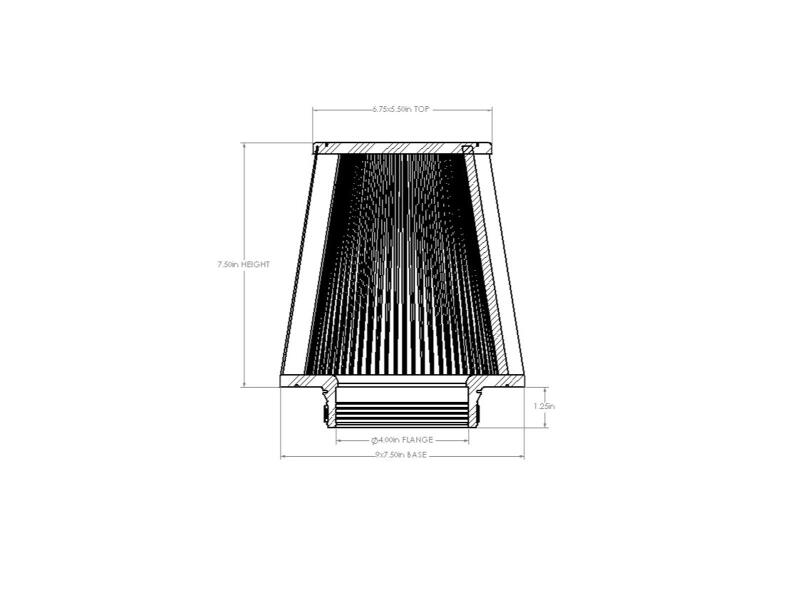 aFe Magnum FORCE Intake Rplacmnt Filter D2 Dura-Dry 4in Fx(9x7-1/2)in Bx(6-3/4x5-1/2)in Tx7-1/2in H