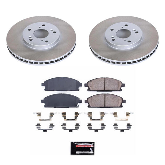 PowerStop front semi-coated rotor kit for 2003-2006 Acura MDX, performance brake rotor set with black coating for enhanced durability.