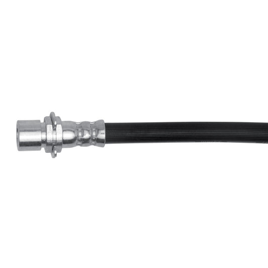 DMC 08-15 Cadillac CTS front left brake hose from DFC brake line kit showing flexible rubber and metal fittings.