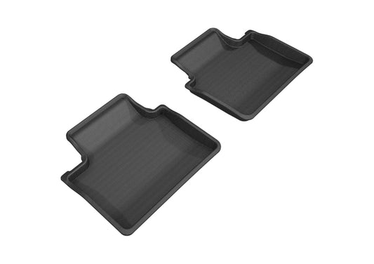 Black 3D MAXpider rubber floor mats for second row of 2017-2019 Porsche Panamera, durable and custom-fit interior protection.