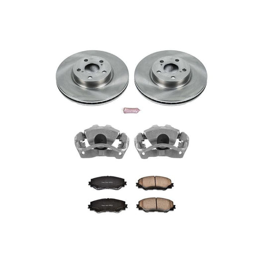 PowerStop OE front brake kit with calipers for 2009-2010 Pontiac Vibe, including brake rotors and components.