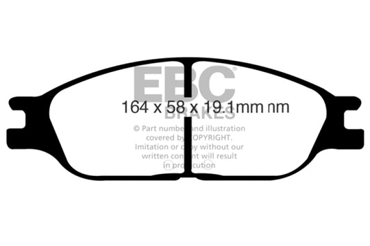 EBC Ultimax2 front brake pads for Ford Windstar 99-00 3.0 engine, OE style brake pads with high-performance friction material.