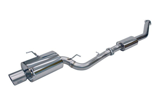 HKS Urban Matte Edition catback turbo muffler for Nissan Skyline GT-R BNR34 RB26DETT, showing the metallic finish and exhaust tip.
