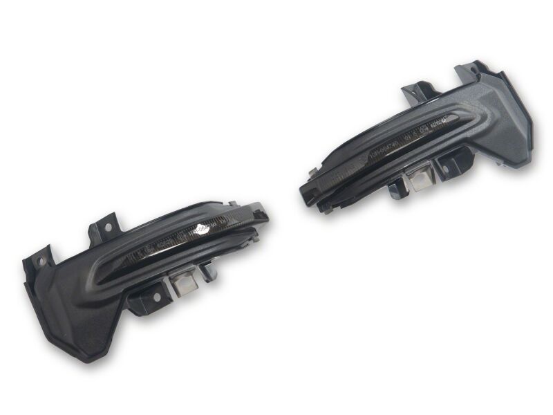 Raxiom smoked Toyota Tundra side mirrors with sequential LED mirror lights, designed for 22-26 model years.