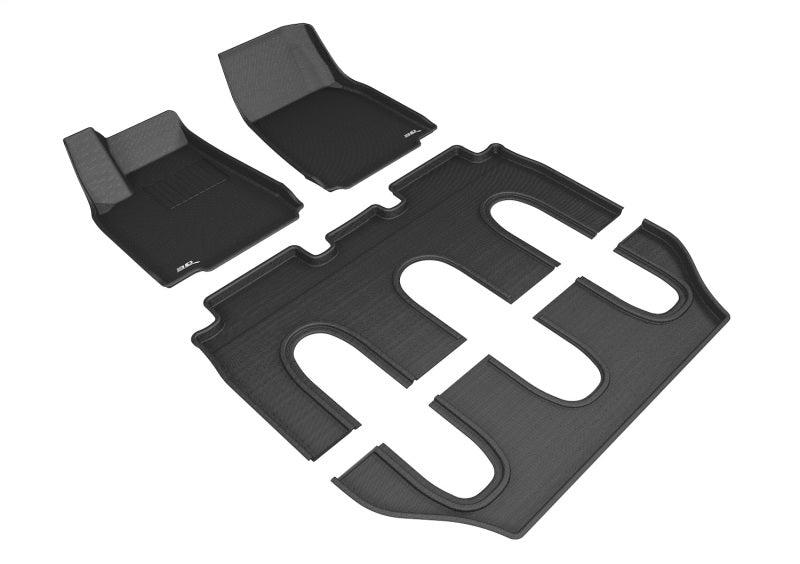 3D MAXpider rubber floor mats set for 2016-2017 Tesla Model X in black, full set with textured surface and custom fit.