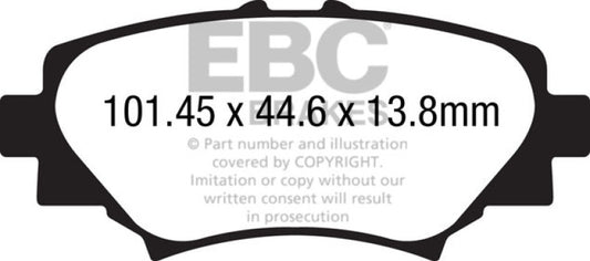 EBC Greenstuff rear brake pads for Mazda 3 2.0 Japan Build, performance brake pads with green friction material.