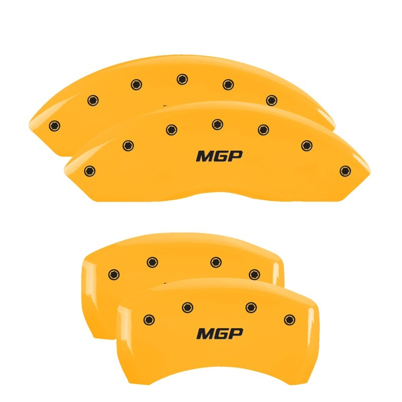 MGP yellow finish front and rear caliper covers with engraved black characters on a 2008 BMW Z4.