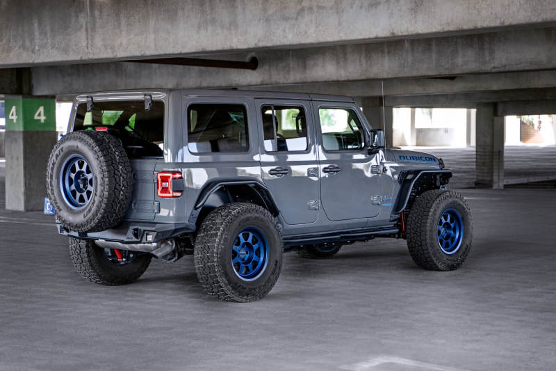 DV8 Offroad Jeep Wrangler JL Spec Series Tube Fenders, black metal fenders with rugged design for 2018-2023 models.