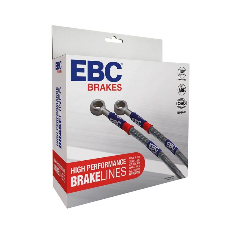 EBC stainless steel brake line kit for Land Rover Range Rover 4.0L, featuring durable, flexible brake lines with fittings.