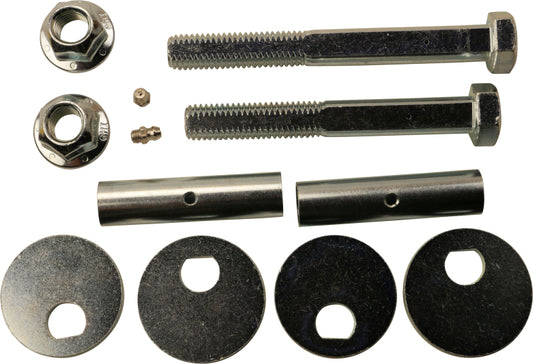 Moog Toyota Tundra front alignment camber kit installed on suspension system, showing the adjustment components for proper wheel alignment.