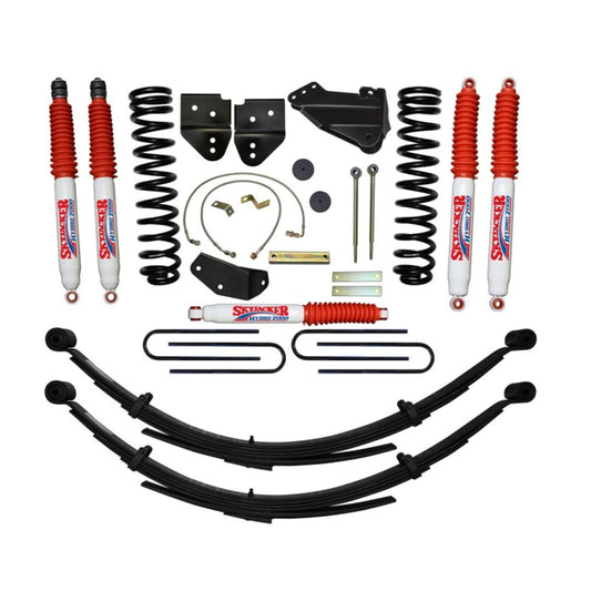 Skyjacker 6-inch lift kit for 2005-2007 Ford F-350 4WD Diesel trucks, showing components and installation details