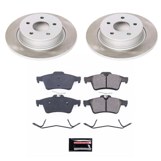 PowerStop rear semi-coated rotor kit for Ford Transit Connect 2014-2018 brake repair, performance brake kit with blank rotors