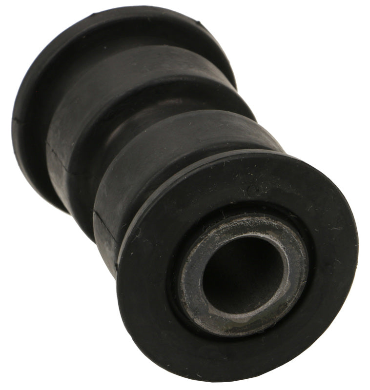 Moog 2004 Ford F-150 Heritage rear forward leaf spring bushing installed on a leaf spring assembly.