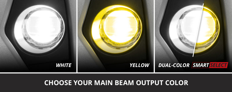 Diode Dynamics Ford Mustang GT Elite Series fog lamp kit with two sleek black fog lights and mounting brackets.