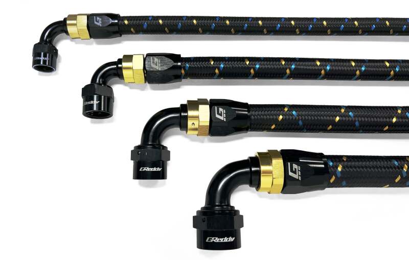 GReddy AN12 REUSABLE HOSE NYLON BRAIDED BLACK/GOLD/BLUE (PRICED PER FOOT)