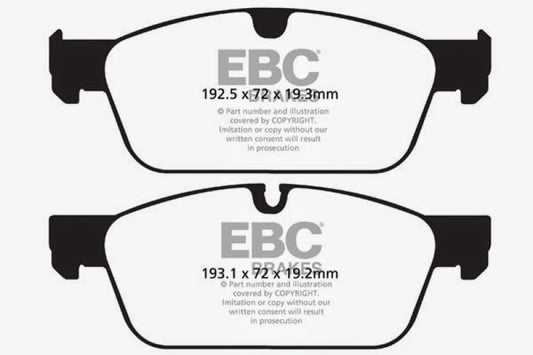 EBC Ultimax2 front brake pads for Mercedes-Benz GL350 3.0 TD AMG Package, OE quality, with visible brake pad design