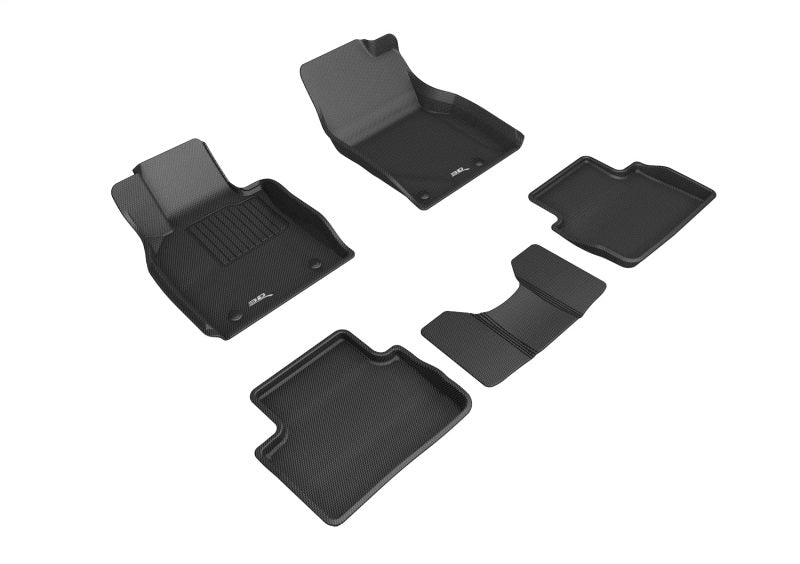 3D MAXpider black rubber floor mats for Mazda 3 and CX-30, full set with textured surface and custom fit.