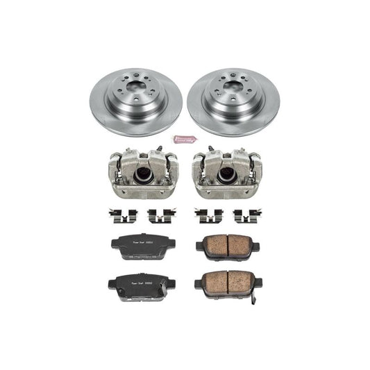 PowerStop rear Acura TL brake kit with OE-style calipers and brake rotors, designed for 2009-2014 models.